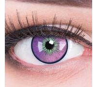 MeralenS Lentillas de color Verde púrpura Cosmos 1 par. Cómodas y perfectas para carnaval de Halloween, blandas, sin dioptrías + recipiente de lentillas, sin graduación