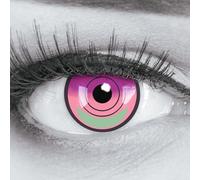 MeralenS Lentillas de Colores Violeta Rosa Verde Cyber Lucy - 1 Par. Ideales para Halloween y Carnaval, cómodas y blandas, sin dioptrías + estuche para lentillas, sin graduación