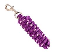 Merauno® Cuerda de guía para caballo, cuerda de amarre en diferentes diseños elegantes, cuerda de guía, cuerda de amarre, poni, burro, cabra larga con mosquetón (morada, mosquetón).
