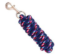 Merauno® Cuerda guía para caballos, cuerda de amarre en varios diseños elegantes, cuerda guía, pony, burro, cabra de punto largo con mosquetón (rojo azul, gancho a presión)