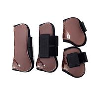 Merauno® Juego de 4 polainas para caballos, para la parte delantera y trasera rígida y cierre de velcro, para hombre y mujer, de poliuretano, resistentes, elásticas, clásicas, color marrón