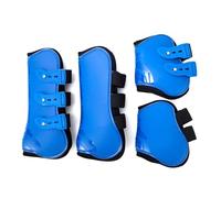 Merauno® Juego de 4 polainas para caballos, protectores para tendones, protección contra saltos del caballo, resistentes, elásticas, de poliuretano, con cierre de botón, 2 pares (pony), color azul