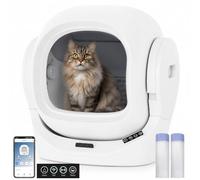 Merax Bandeja de arena automática para gatos, control de aplicaciones, 68 l de capacidad máxima/sensor de infrarrojos/Aromabox/Smart Monitor/seguro para niños/diseño desmontable, para varios gatos