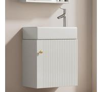 Merax Lavabo con Armario Bajo 46 cm de Ancho, Armario para Debajo del Lavabo Colgante, Muebles Pequeños de Baño para Invitados, Blanco, 46 x 26 x 56 cm