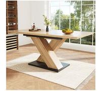 Merax Mesa de comedor extensible para 4 a 6 personas - 119/158,5 x 80 x 75 cm - Madera MDF - para cocina y salón - Patas cruzadas - Natural