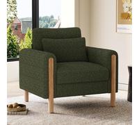 Merax Sillón moderno con reposabrazos, cómodo sillón de lectura para salón, oficina y dormitorio, cómodo sillón individual de terciopelo de peluche, verde
