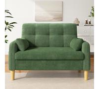 Merax Sofá de 2 seater con 2 bolsillos laterales y bolsillos de almacenamiento, moderno sofá de tela de chenilla, para salón, dormitorio, apartamento y espacios pequeños, verde, 119 x 78 x 85 cm