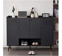 Merax Zapatero con 2 cajones y 4 puertas - 130 x 37 x 100 cm - patas de metal y tablero de partículas - Negro