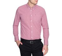 Merc of London Harrington - Camisa de manga larga con cuello con botones para hombre, Rojo (Blood), XXX-Large