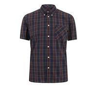 Merc of London Merc - Camisa de Manga Corta con Cuello con Botones para Hombre, Color Azul Marino, Talla l