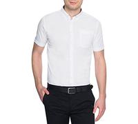 Merc of London Merc - Camisa de Manga Corta con Cuello con Botones para Hombre, Color Blanco, Talla m