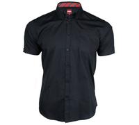 Merc of London Merc - Camisa de Manga Corta con Cuello con Botones para Hombre, Color Negro, Talla l