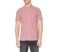 Merc of London Merc - Camisa de Manga Corta con Cuello con Botones para Hombre, Color Rose (Blood), Talla XS