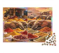 Mercado con Elefantes Indios Puzzle de 1000 Piezas Papel para Adultos Bazar de Especias Colorido Juego de Puzzle 1000 Piezas Relajante Hogar Regalo 70x50cm/1000pcs