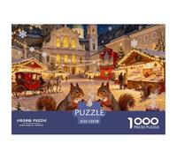 Mercado de Navidad de la Plaza Mozart de Salzburgo Puzzle De Madera Impermeable DIY Puzzles De 1000 Piezas Regalos para Adultos Imposible Rompecabezas Juegos Educativos