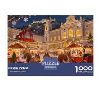 Mercado de Navidad de la Plaza Mozart de Salzburgo Puzzle De Madera Impermeable DIY Puzzles De 1000 Piezas para Adultos Colorido Rompecabezas Juegos Desafiantes