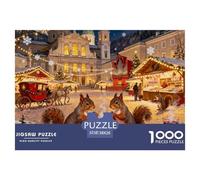Mercado de Navidad de la Plaza Mozart de Salzburgo Puzzle De Madera Impermeable DIY Puzzles De 1000 Piezas para Adultos Desafiante Y Estimulante Rompecabezas para Juegos Educativos