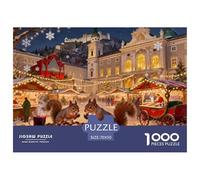 Mercado de Navidad de la Plaza Mozart de Salzburgo Puzzle De Madera Impermeable Puzzles De 1000 Piezas para Adultos Divertido Rompecabezas para Decoración del Hogar