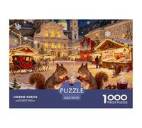 Mercado de Navidad de la Plaza Mozart de Salzburgo Puzzle De Madera Impermeable Puzzles De 1000 Piezas Regalos para Adultos Colorido Rompecabezas Decoración del Hogar