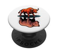 Mercado de valores Bull Bear Reflection Day Trader Inversor PopSockets PopGrip Adhesivo