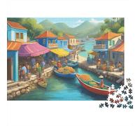 Mercado del Canal Jigsaw Puzzle 1000 Piezas Material Reciclado Ciudad Tropical Puzzles para Niños y Niñas de 6 Años en Adelante Juguete Educativo de Reto Padre-Hijo 70x50cm/1000pcs