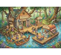 Mercado del Muelle del Bosque de Fantasía Puzzle De Madera 500 Piezas Adultos Y Niños,Reto,Rompecabezas,14 Años+,Deco Pared,Regalo Ideal,Madera,Anti-estrés,Relax,Desafío,Educativo (52x38cm)
