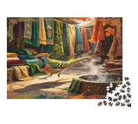 Mercado Exótico Pavo Real Puzzle de 1000 Piezas Papel para Adultos Textiles Coloridos Juego de Puzzle Relajante Regalo Hogar 70x50cm/1000pcs