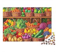 Mercado Frutas Verduras Puzzle de 1000 Piezas Papel para Adultos Cestas Coloridas Puzzle para Toda la Familia Relajación Decoración Hogar Regalo 38x26cm/1000pcs