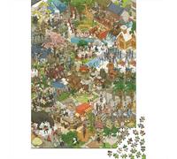 Mercado Histórico de Casco Antiguo Puzzle de 1000 Piezas Papel para Adultos Escena Urbana Juego de Puzzle 1000 Piezas Decoración Regalo 52x38cm/1000pcs