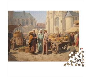 Mercado Medieval Rompecabezas para Adultos 52x38cm/1000pcs,Juegos De Desafío De Comerciantes franceses y compradores árabes