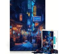 Mercado Nocturno en una Ciudad egipcia Rompecabezas de 1000 Piezas para Adultos y Adolescentes Juego Mental Divertido y fácil de armar Regalo increíble (38x26cm)