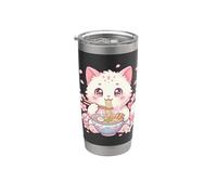 Mercancía de anime japonés Kawaii Ramen Cat Cherry Blossom Sakura Vaso térmico de acero inoxidable de doble pared