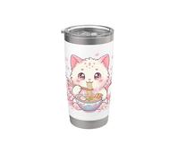 Mercancía de anime japonés Kawaii Ramen Cat Cherry Blossom Sakura Vaso térmico de acero inoxidable de doble pared