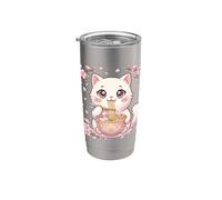 Mercancía de anime japonés Kawaii Ramen Cat Cherry Blossom Sakura Vaso térmico de acero inoxidable de doble pared