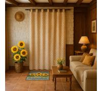 Mercatienda Cortina de Calle alpujarreña antimoscas 140x260 cm con Trabillas - Tejido Jacquard Lunares Rojos- Estilo rústico Tradicional - Hecha en España