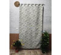Mercatienda Cortinas Exteriores Puerta Calle de Auténtica Travilla Jacquard Alpujarra 140x260cm -Máxima Resistencia y confeccionada en España - Diseño Flor Silvestre. (Azul)