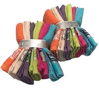 Mercatienda.es Paños de Cocina de Algodón 100% - 45cm x 45cm - Diseños Bordados de Frutas - Hechos en Portugal - Variedad de Colores (Pack de 12)