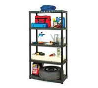 MERCATOOLS - ESTANTERIA RESINA 5 BALDAS NEGRAMAXIMO 70KG POR BALDA. 185X92,5X45,8 cms - MT26467