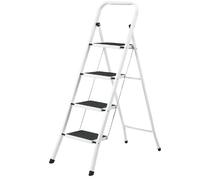 MERCATOOLS | Taburete Escalera Metálica Plegable | 4 Peldaños | Altura Máx. 95,2 cm | Peso Máx. 150 Kg | EN 14183