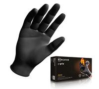 MERCATOR GoGrip Guantes de Nitrilo Negro Talla L - 500 unidades Guantes de protección desechables sin polvo Látex extrafuerte Textura de diamante Guantes de nitrilo