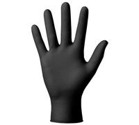 MERCATOR Guantes de protección Gogrip desechables de nitrilo sin polvo, paquete de 50 unidades - Talla L - NEGRO