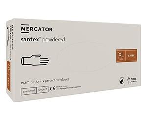 MERCATOR MEDICAL 21854 Guantes de látex Santex, prepolvados, extra grandes, paquetes de 100