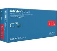 MERCATOR MEDICAL Guante de nitrilo desechable clásico Nitrylex, libre, azul, tamaño L, paquete de 100