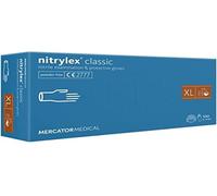 MERCATOR MEDICAL Guante de nitrilo desechable clásico Nitrylex, libre, azul, tamaño XL, paquete 100