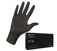 MERCATOR MEDICAL Nitrylex Black Guantes desechables de nitrilo, protectores examen, sin talco, no estériles, negro mate, tamaño L (8-9), ambidiestros, punta dedos texturizada, dispenser box 100 piezas