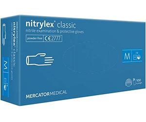 MERCATOR MEDICAL NITRYLEX CLASSIC Guantes de nitrilo, sin polvo, talla M, 1000 unidades, puntas de los dedos texturizadas, guantes desechables sin látex, guantes de nitrilo, azul