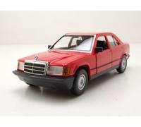 BBurago Modelo coche a escala Mercedes 190E (1987) 1:24, puertas móviles, rojo (18-21103R)