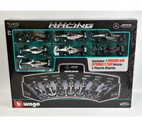 Mercedes AMG Petronas Fórmula 1 Set 7 Coches con Expositor Soporte 1:43 Bburago