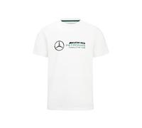 MERCEDES AMG PETRONAS Formula One Team - Camiseta oficial de Fórmula 1 Merchandise - Logo grande, Blanco, XXL