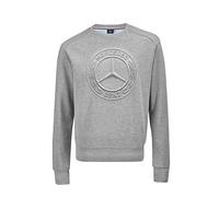 Mercedes-Benz. Sudadera Unisex con Logotipo en Relieve. Manga Larga, Gris Jaspeado, algodón. Producto Oficial. Talla L